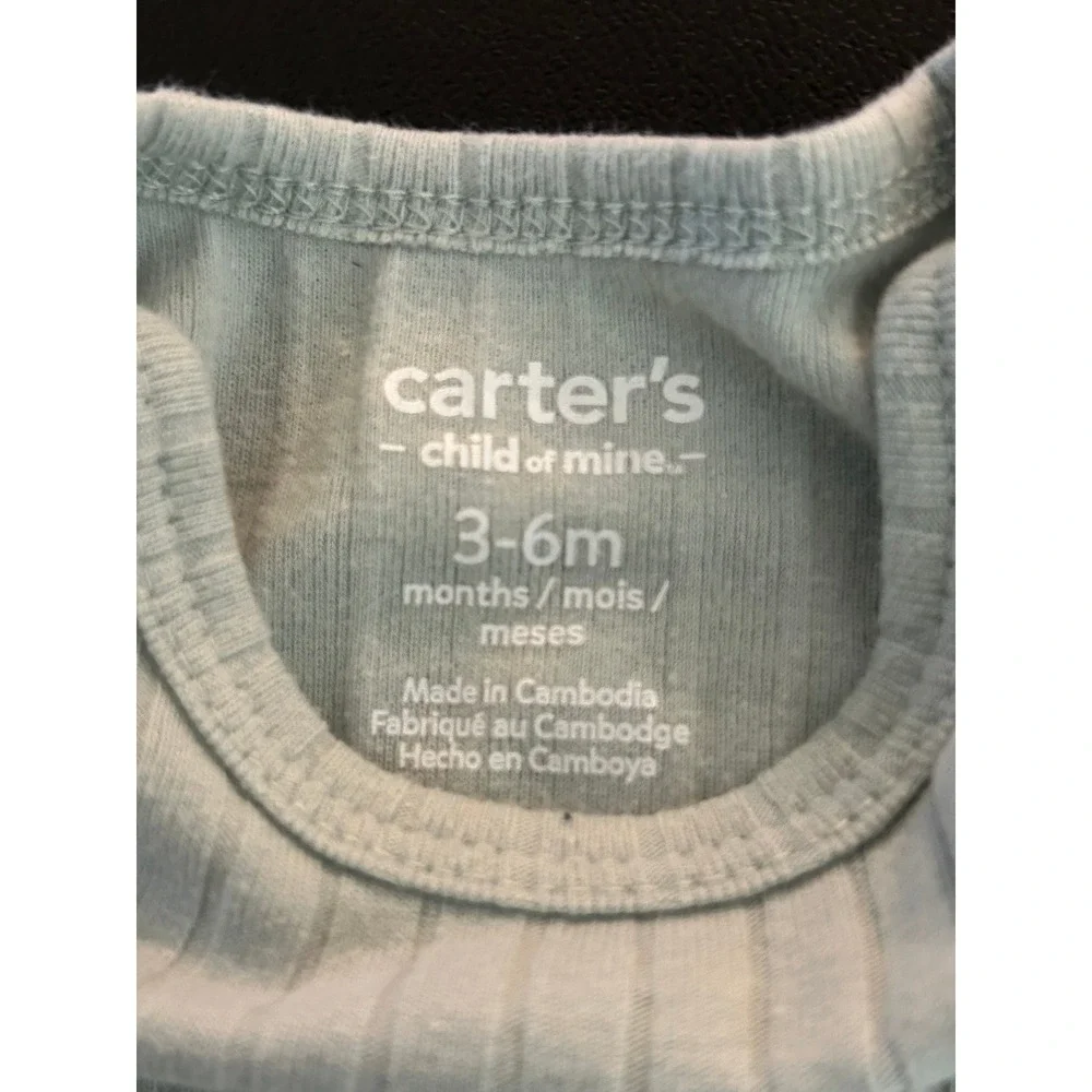Carters Child of Mine Baby Bodysuit 2ct Mint Gray Ribbed 3-6 Months 1350